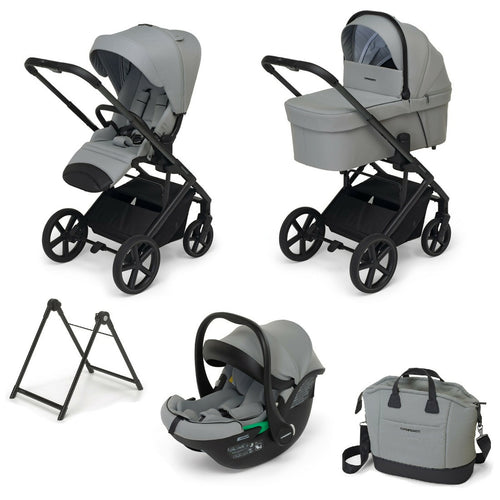 FOPPAPEDRETTI Sistema Combinato TicToc Pro i-Size colore ICE - trio full completo - navicella, passeggino, ovetto seggiolino auto, borsa Elegant, base Elevo
