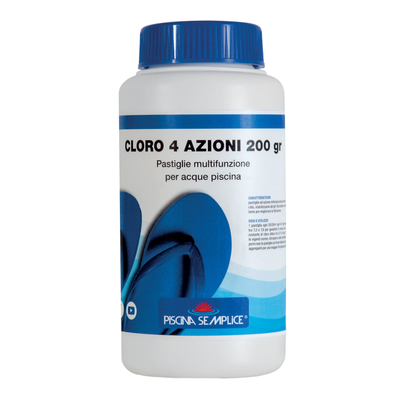 Cloro multifunzione 4 Azioni con antialghe e flocculante per piscina in pastiglie