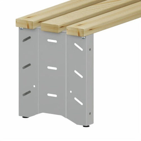 Panca spogliatoio in metallo verniciato e legno naturale con fianchi chiusi cm. 200