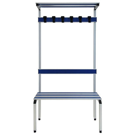 Panca spogliatoio con schienale e portaborse in alluminio anodizzato a 3 posti cm. 100x41x187h