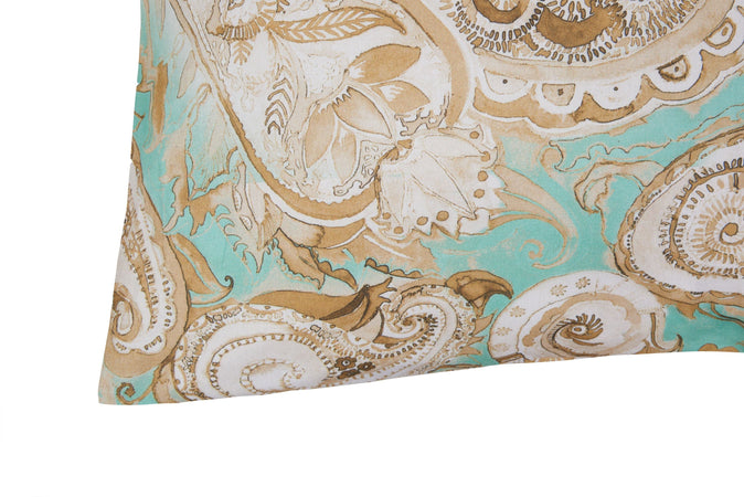 Set 2 federe coppia di federe stampa digitale 100% cotone Made in Italy PAISLEY VERDE