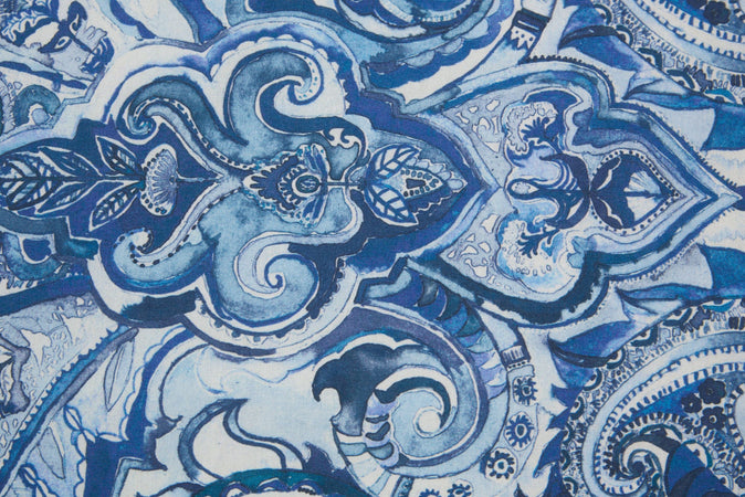 Set 2 federe coppia di federe stampa digitale 100% cotone Made in Italy PAISLEY AZZURRO