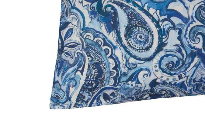 Set Copripiumino federe parure Copripiumino Stampa Digitale 100% Cotone, Made in Italy PAISLEY AZZURRO