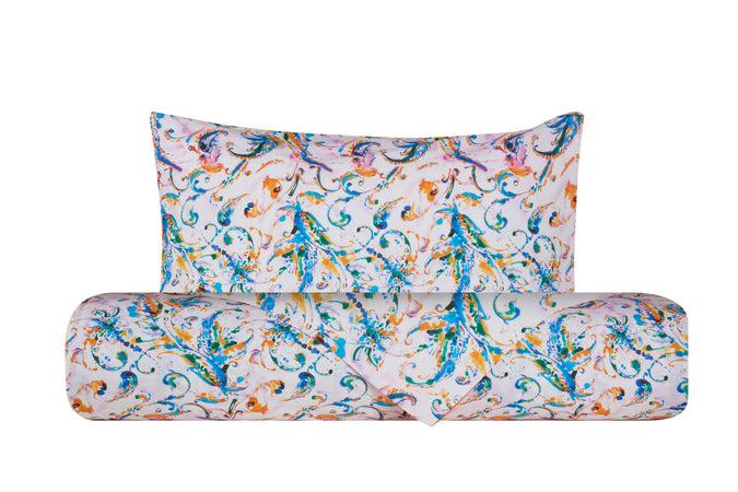 Set Copripiumino federe parure Copripiumino Stampa Digitale 100% Cotone, Made in Italy PAISLEY MULTICOLOR