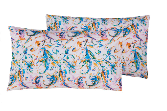 Set Copripiumino federe parure Copripiumino Stampa Digitale 100% Cotone, Made in Italy PAISLEY MULTICOLOR