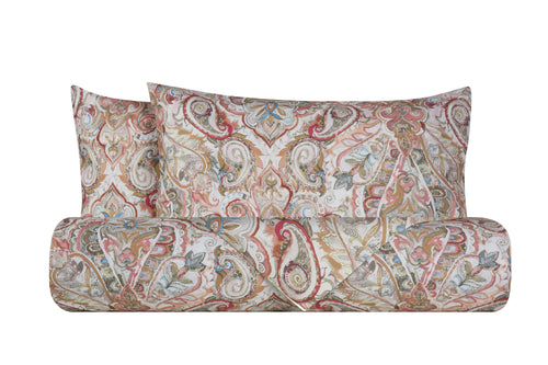 Set Copripiumino federe parure Copripiumino Stampa Digitale 100% Cotone, Made in Italy PAISLEY DORATO