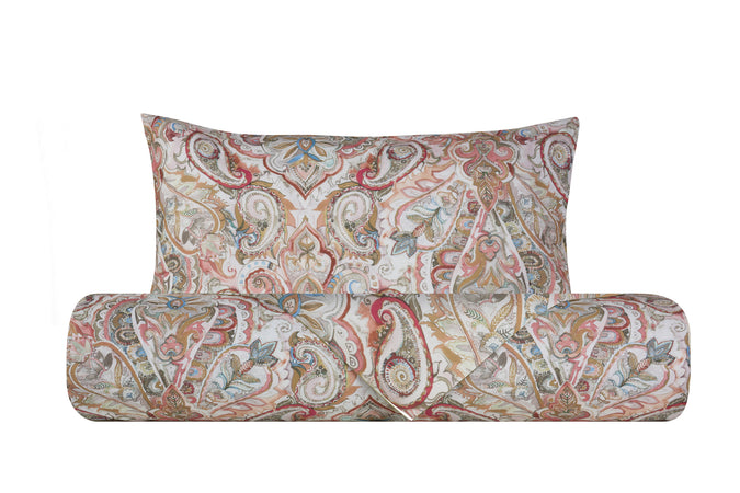 Set Copripiumino federe parure Copripiumino Stampa Digitale 100% Cotone, Made in Italy PAISLEY DORATO