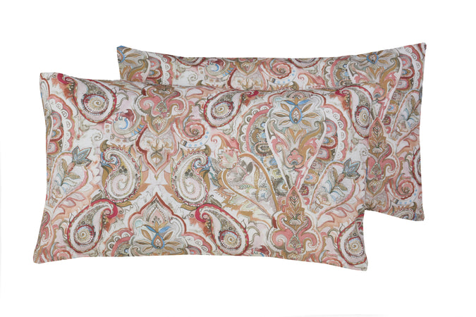 Set Copripiumino federe parure Copripiumino Stampa Digitale 100% Cotone, Made in Italy PAISLEY DORATO