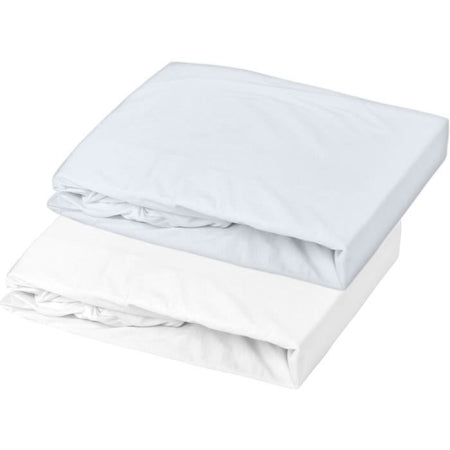 Set 2 lenzuola con angoli - P'TIT DODO - Jersey - 70 x 140 cm - Bianco / Azzurro
