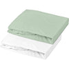 Set 2 lenzuola con angoli - P'TIT DODO - Jersey - 70 x 140 cm - Bianco / Grigio verde