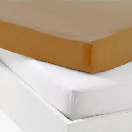 Set 1 coprimaterasso + 1 lenzuolo con angoli - P'TIT DODO - 70 x 140 cm - Bianco / Caramello