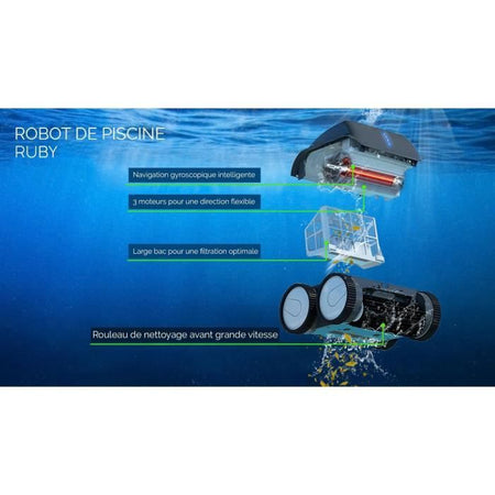 Robot aspirapolvere autonomo BESTWAY Aquaglide per piscine a fondo piatto 3,5 x 5 m, batteria ricaricabile