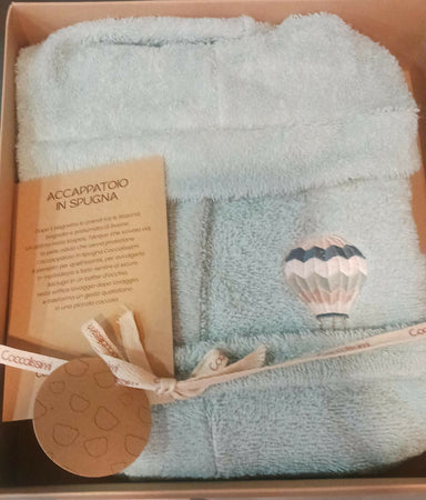 COCCOLISSIMI accappatoio con maniche in spugna di cotone, serie BALLOON, grafica ricamata, pratico ed avvolgente, la qualità per il tuo bambino, taglia 36/48 mesi