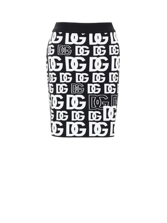 Dolce &amp; Gabbana Minigonna in Maglina Nera con Stampa Allover da donna