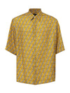 Fendi Camicia in Seta Gialla Hita con Stampa Labyrinth da uomo