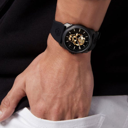 Philipp Plein The $Kull King 3h 40mm Blk Black Silic. Str.