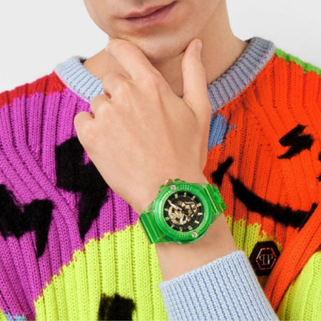 Philipp Plein The $Kull Scuba Duba 3h 44mm Blk Green Tpu St.