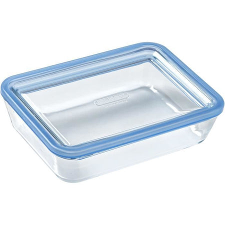 Set di 3 contenitori per alimenti con coperchio - PYREX - Plastica Zero - Vetro - Rettangolari - 0,8/1,5/2,6 L