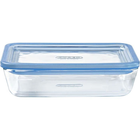Set di 3 contenitori per alimenti con coperchio - PYREX - Plastica Zero - Vetro - Rettangolari - 0,8/1,5/2,6 L