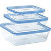 Set di 3 contenitori per alimenti con coperchio - PYREX - Plastica Zero - Vetro - Rettangolari - 0,8/1,5/2,6 L