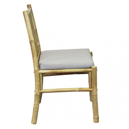 Sedia "Cuba Libre" in legno di Bamboo, con cuscino, 48 x 48 x 45/85 cm