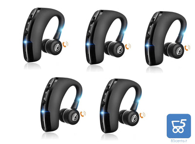 Pack 5 Auricolare Bluetooth Wireless Mono con Microfono HD CVC8.0 Riduzione del Rumore Ruotabile 270° Destro Sinistro