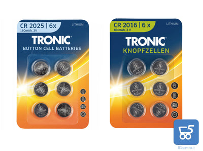 Pack con 12 Batterie Litio Monouso 6 Cr2025 + 6 CR2016 pila tampone radiocomandi dispositivielettronici