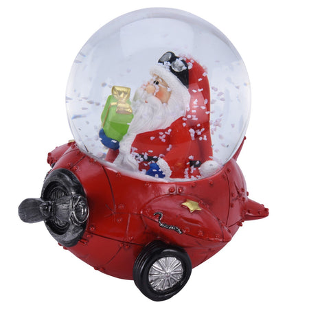 Ampolla con led, palla di neve "Aereo" h 10 cm idea regalo natalizia