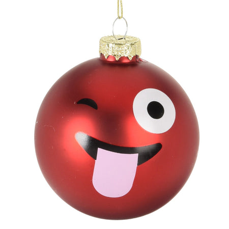 12 palline per albero di natale in vetro con Emoticon da Ø 6 cm pendaglio decorato