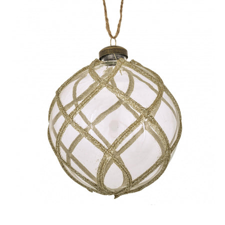 Palline natalizie in vetro Trasparente con decori Oro, Pendaglio Decorato