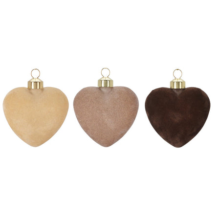 12 Palline per albero di natale in velluto "Cuore" pendaglio Tinta Unita 8 cm