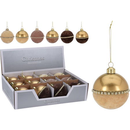 12 Palline per albero di natale in velluto pendaglio Tinta Unita 8 cm