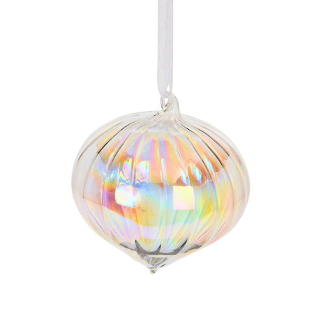 Palline per albero di natale in vetro iridescente pendaglio trasparente Ø 10 cm, 9 Pezzi