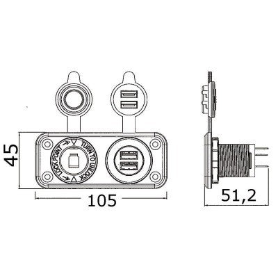 Pannellino Presa Usb + Presa Accendisigari