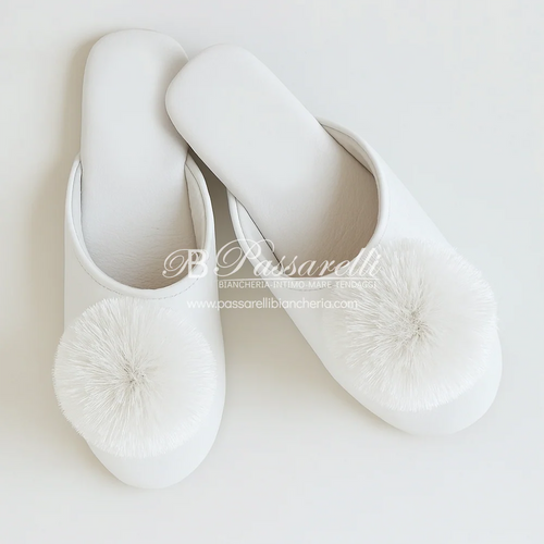 Pantofole da Donna in raso con pon-pon  69041  2411S12