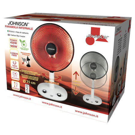 Stufa in Fibra di Carbonio Potenza 450-900W Altezza Regolabile 70-90cm Timer Oscillazione Selezionabile Inclinazione Regolabile Spegnimento Automatico Basso Consumo
