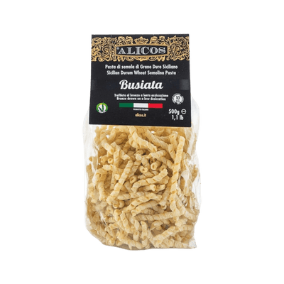 Pasta Busiata Trapanese | Trafilata in Bronzo a Lenta Essiccazione | Di Grano Duro Siciliano | Alicos | 500g