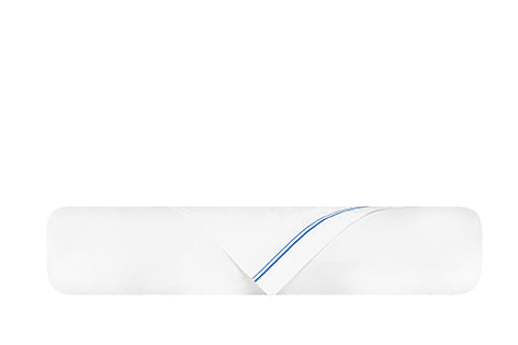 Parure Letto in Percalle di Puro Cotone Bianco con Elegante Ricamo Bluette