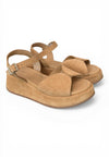 Frau Donna Sandali con plateau in pelle scamosciata