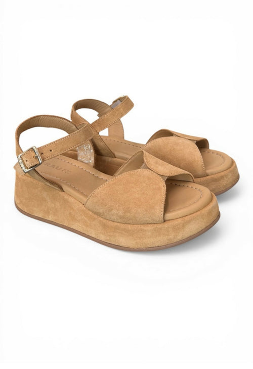 Frau Donna Sandali con plateau in pelle scamosciata