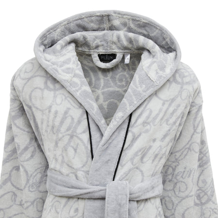 Philipp Plein Accappatoio con Cappuccio Script Moderno in Spugna