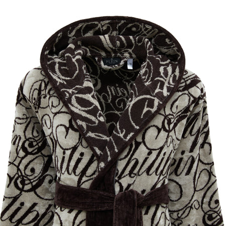 Philipp Plein Accappatoio con Cappuccio Script Moderno in Spugna