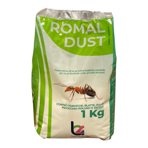 Romal Dust Kg.1 Insetticida Polvere Contro Blatte, Formiche,Pulci B4 Green