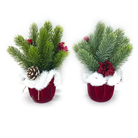 Piantina albero di Natale in plastica 15Xh.26 cm design assortiti - Mercury 77448MEY