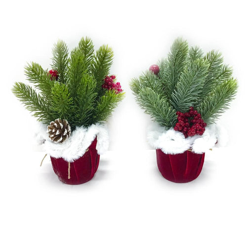 Piantina albero di Natale in plastica 15Xh.26 cm design assortiti - Mercury 77448MEY