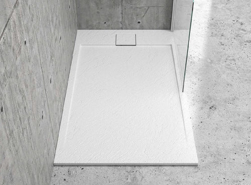Piatto Doccia Mineralmarmo Bianco Effetto Roccia Spessore 2,3cm - Shopbagno.it