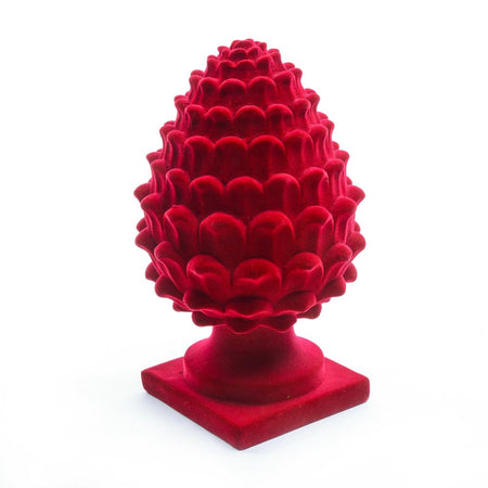 Pigna da appoggio floccata in poliresina 13X13Xh.23 cm - Mercury 77639MEY