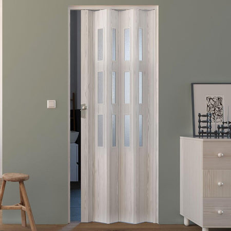 Porta a soffietto "Luciana con Vetri" da Interno 88,5 x h 214 cm in PVC "Made in Italy"