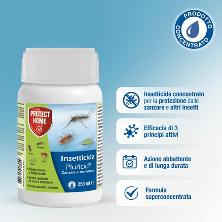 Pluricid ml 250 Insetticida Azione Abbattente Zanzare e Altri Insetti Protect Home SBM