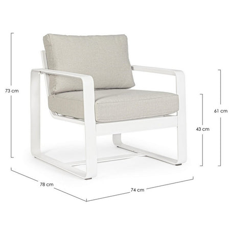 Poltrona "Merrigan" in alluminio verniciato a polvere da giardino e veranda